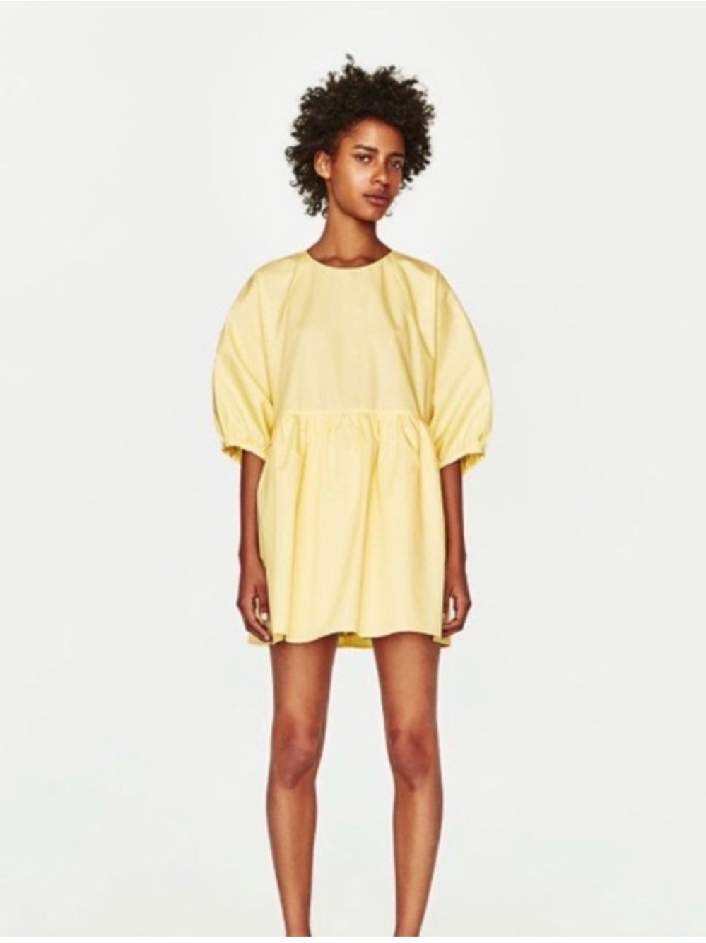 Zara Yellow Puff Sleeve Mini Dress